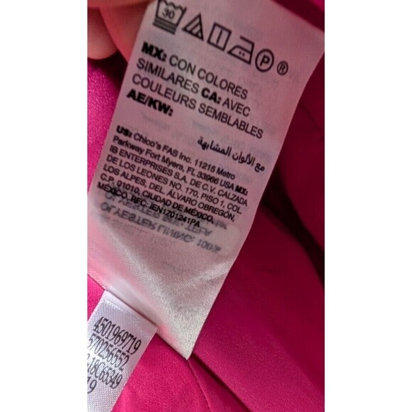 Chico’s Bracelet Sleeve Hot Pink Topper Jacket Tunic Smock Jacket sz 12 14 113 - Picture 8 of 13